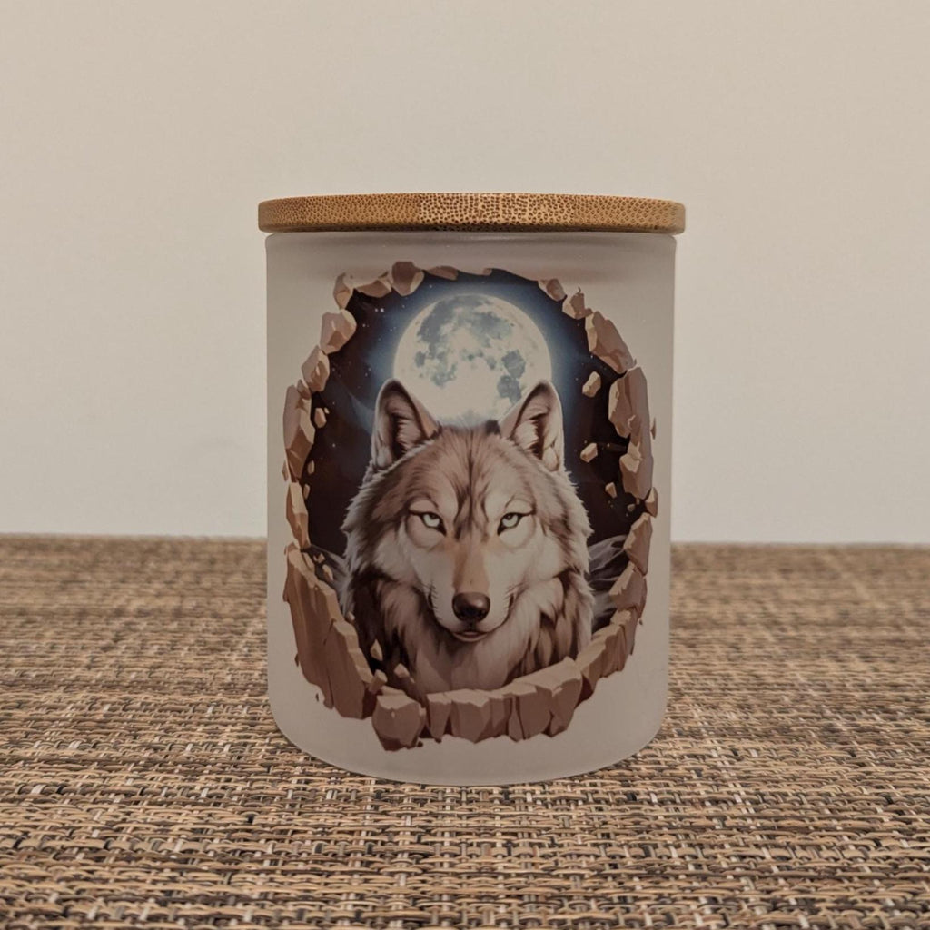 Midnight Wolf Candle Holder With A Battery Operated Flickering Tea Light