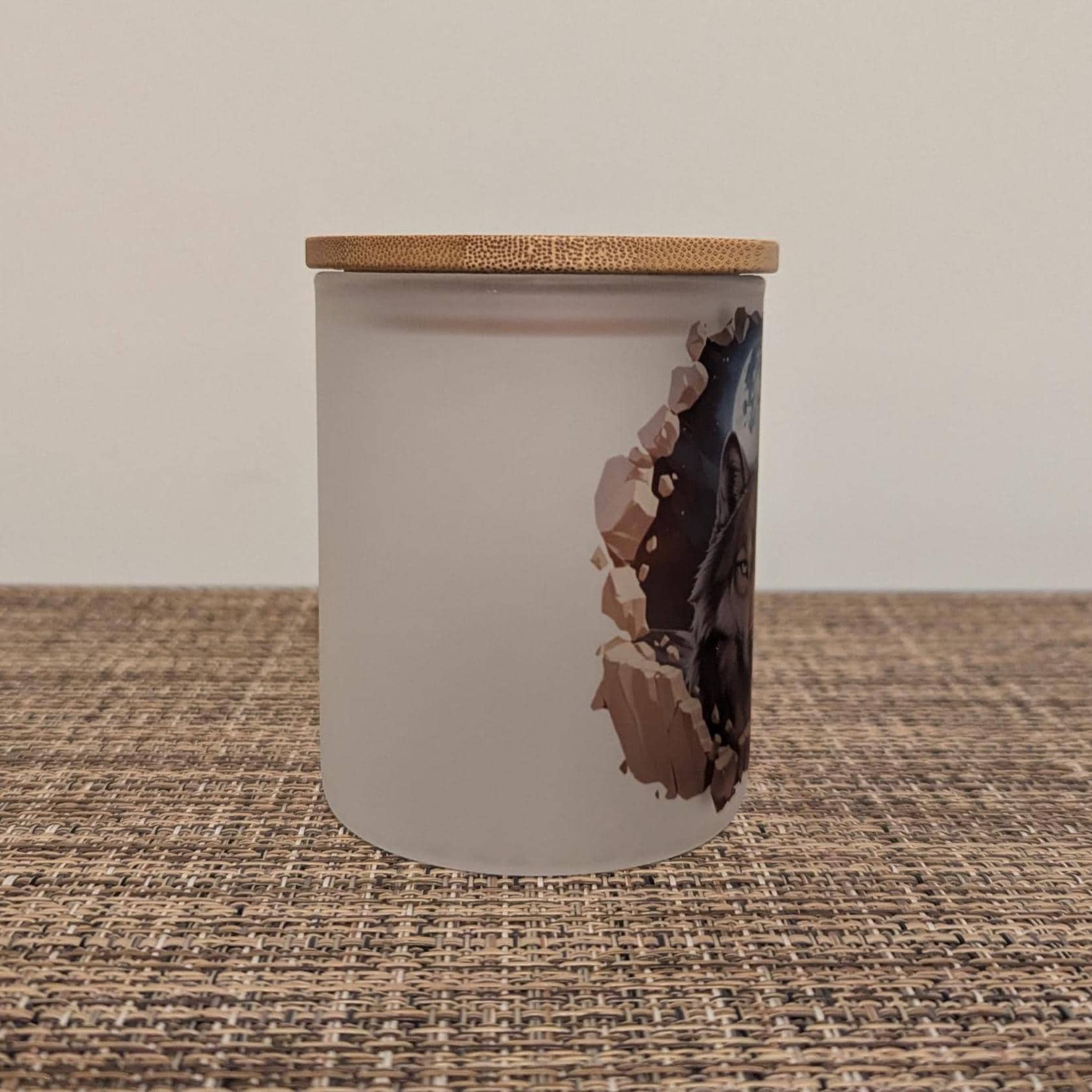 Midnight Wolf Candle Holder With A Battery Operated Flickering Tea Light