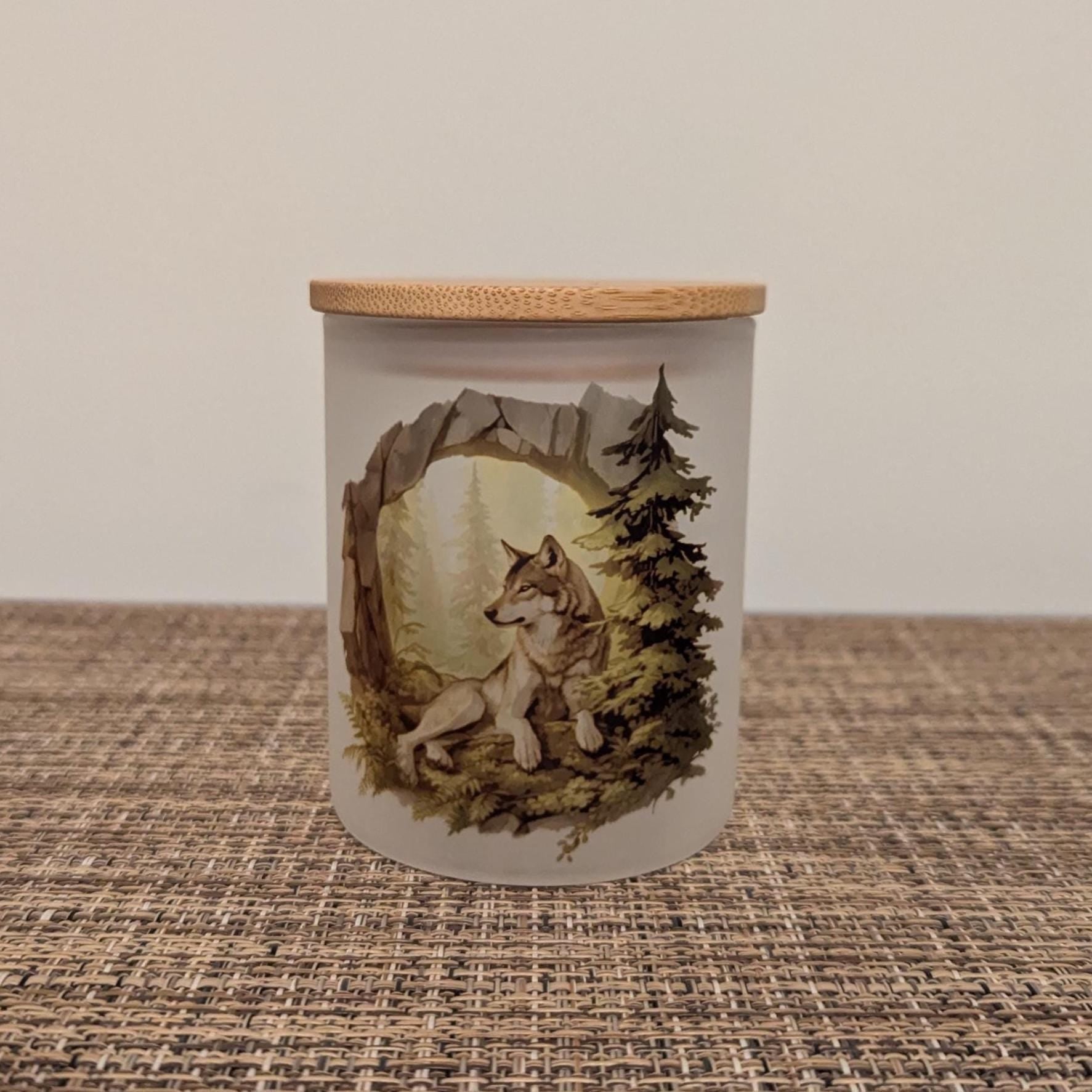 Pretty Wolf Candle Holder With A Battery Operated Flickering Tea Light