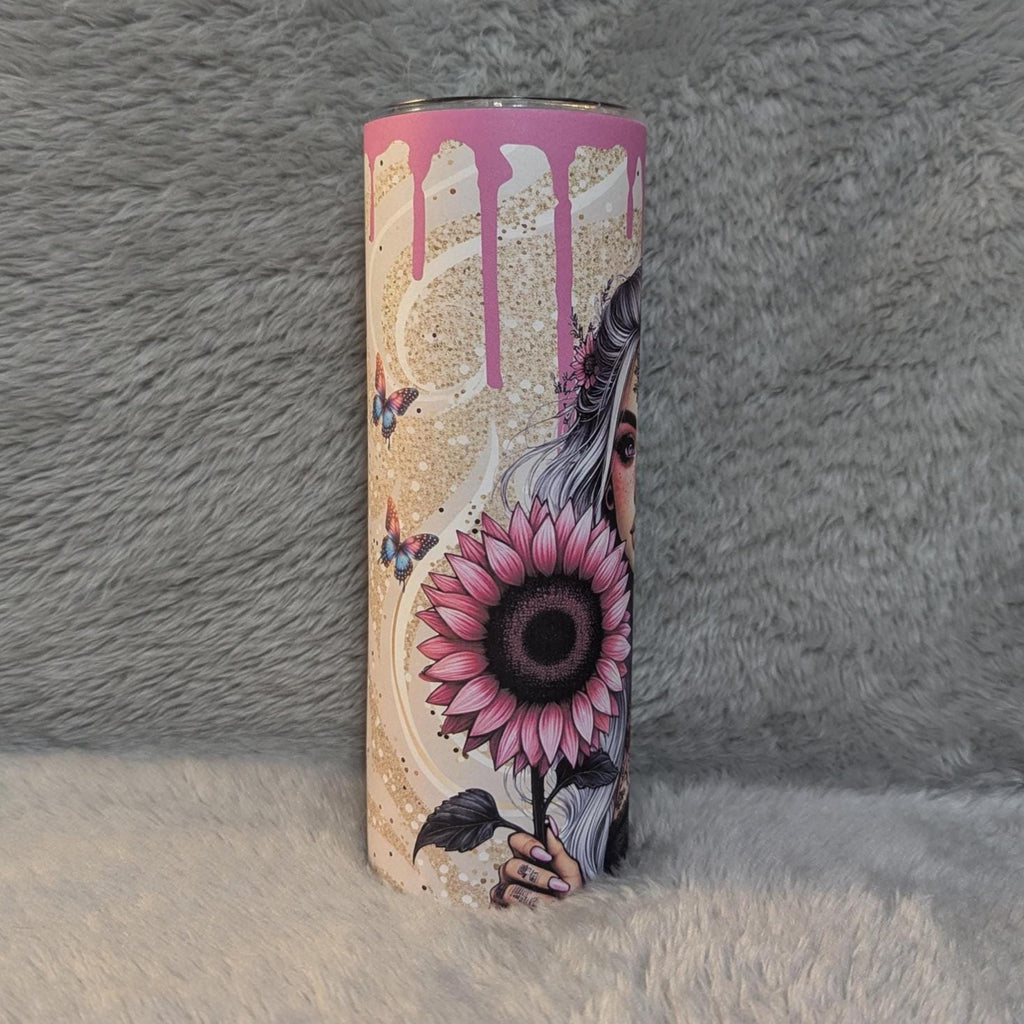 Sunflower Girl 20oz Tumbler That Can Be Personalized, Cup With Name, Everyday Use - For Hot Or Cold Drinks, Includes A Reusable Straw