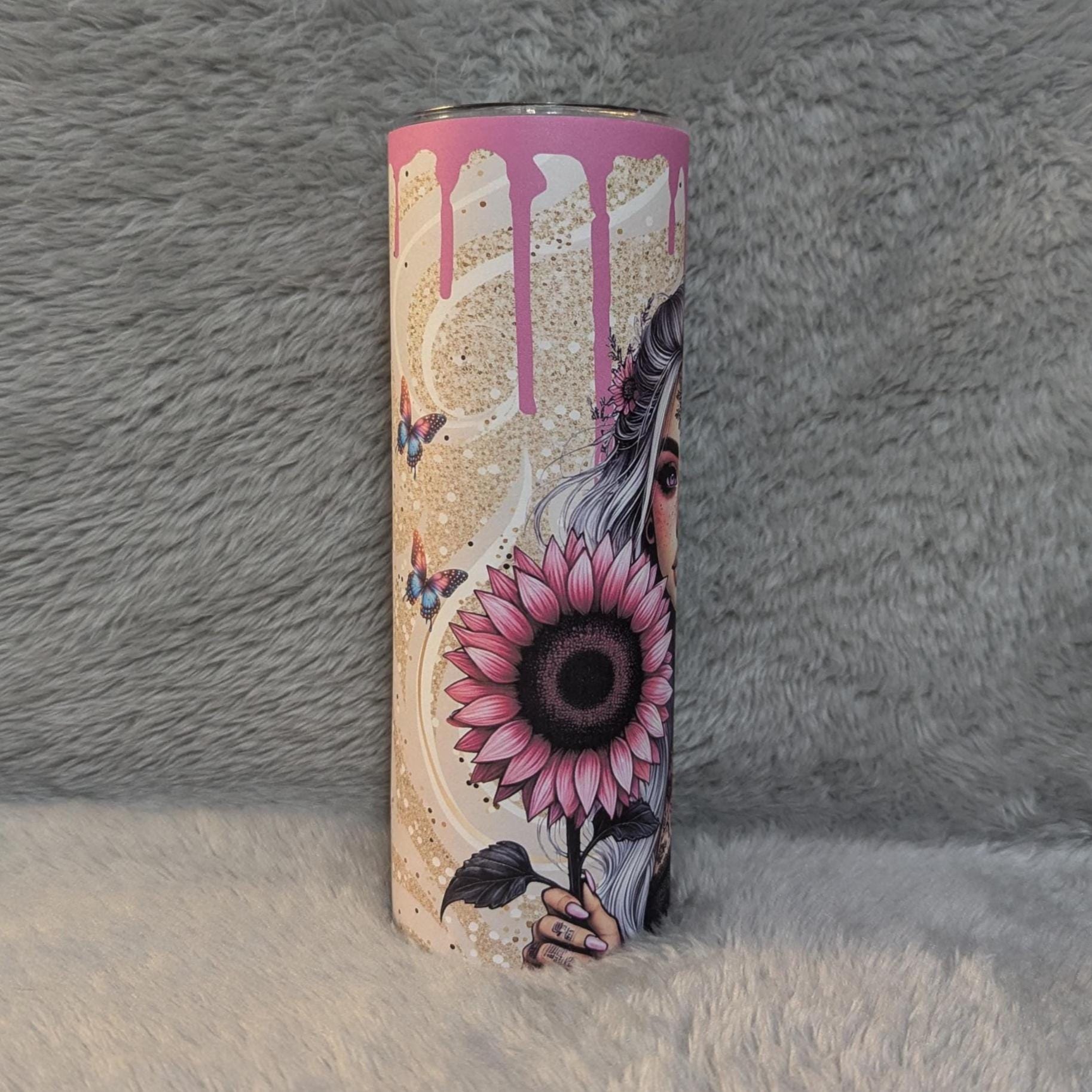 Sunflower Girl 20oz Tumbler That Can Be Personalized, Cup With Name, Everyday Use - For Hot Or Cold Drinks, Includes A Reusable Straw