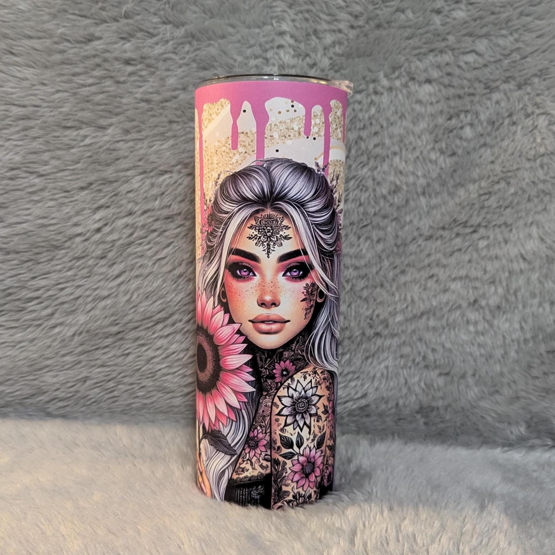 Sunflower Girl 20oz Tumbler That Can Be Personalized, Cup With Name, Everyday Use - For Hot Or Cold Drinks, Includes A Reusable Straw