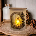 Pretty Wolf Candle Holder With A Battery Operated Flickering Tea Light