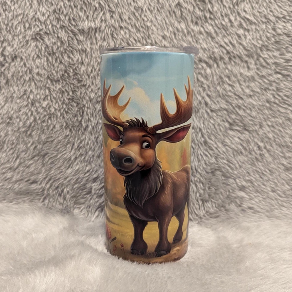 Kids Moose Tumbler, Kids Personalized Drinkware, Moose Cup, Kids Personalized Tumbler With Lid And Straw