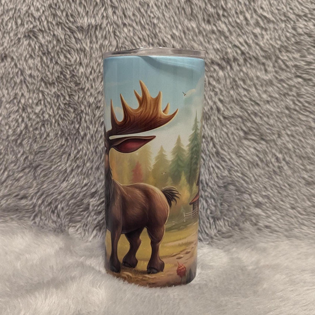 Kids Moose Tumbler, Kids Personalized Drinkware, Moose Cup, Kids Personalized Tumbler With Lid And Straw