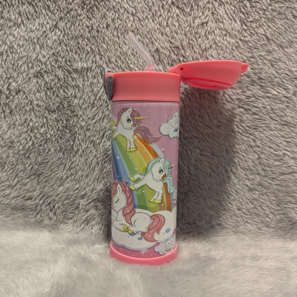 Kids Unicorn Water Bottle 12oz With Reusable Straw Can Be Personalized