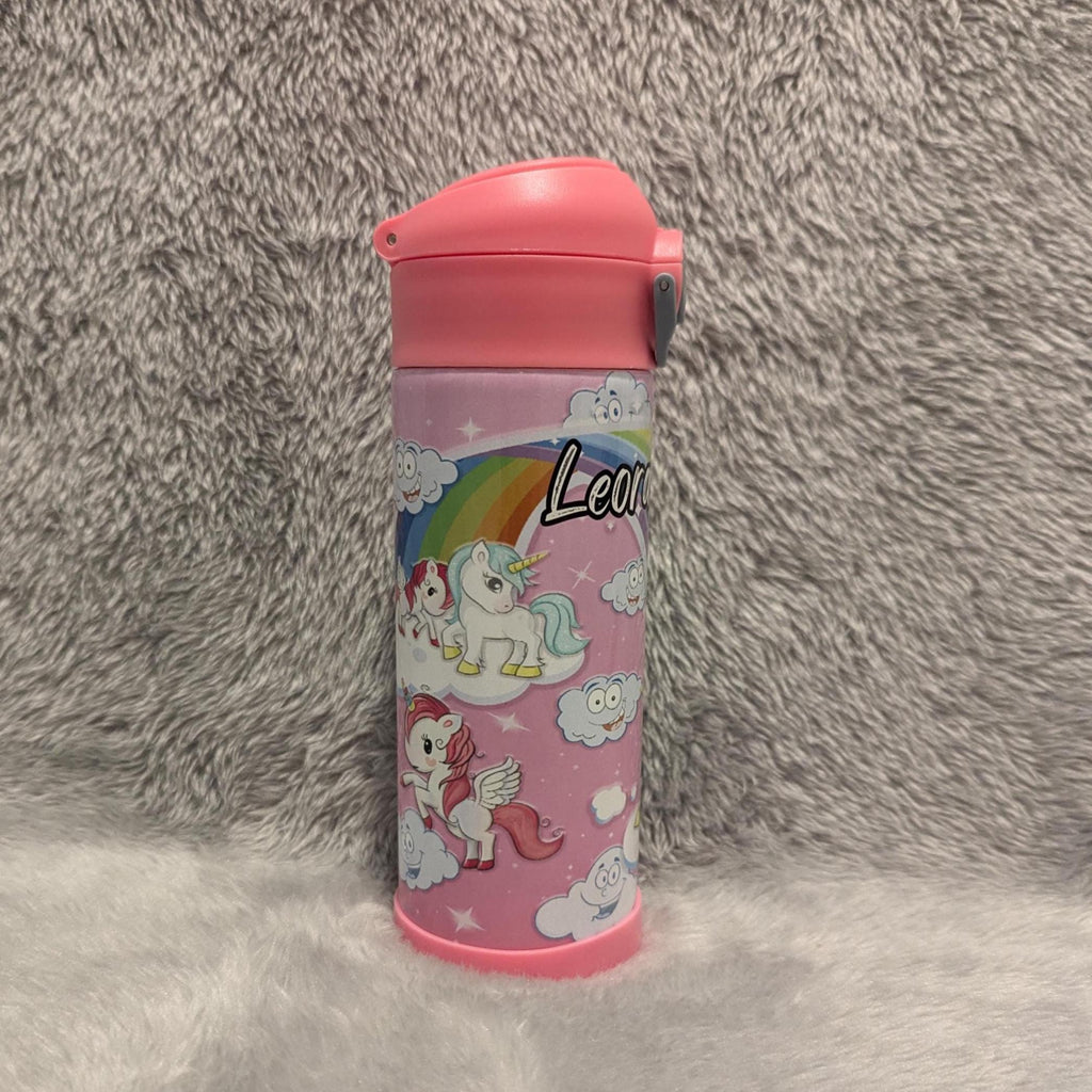 Kids Unicorn Water Bottle 12oz With Reusable Straw Can Be Personalized