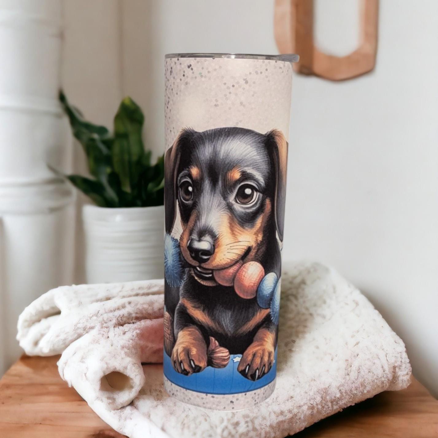 Cute Dachshund Tumbler That Can Be Personalized Includes A Straw, Dog Cup With Name, Dog Lover Tumbler, Dog Lover Gift, Hot Or Cold Drinks