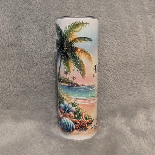 Beach Tumbler with Reusable Straw - Can Be Personalized, Customizable Gift, Vacation Gift, Family Vacation Tumbler, Summer Tumbler
