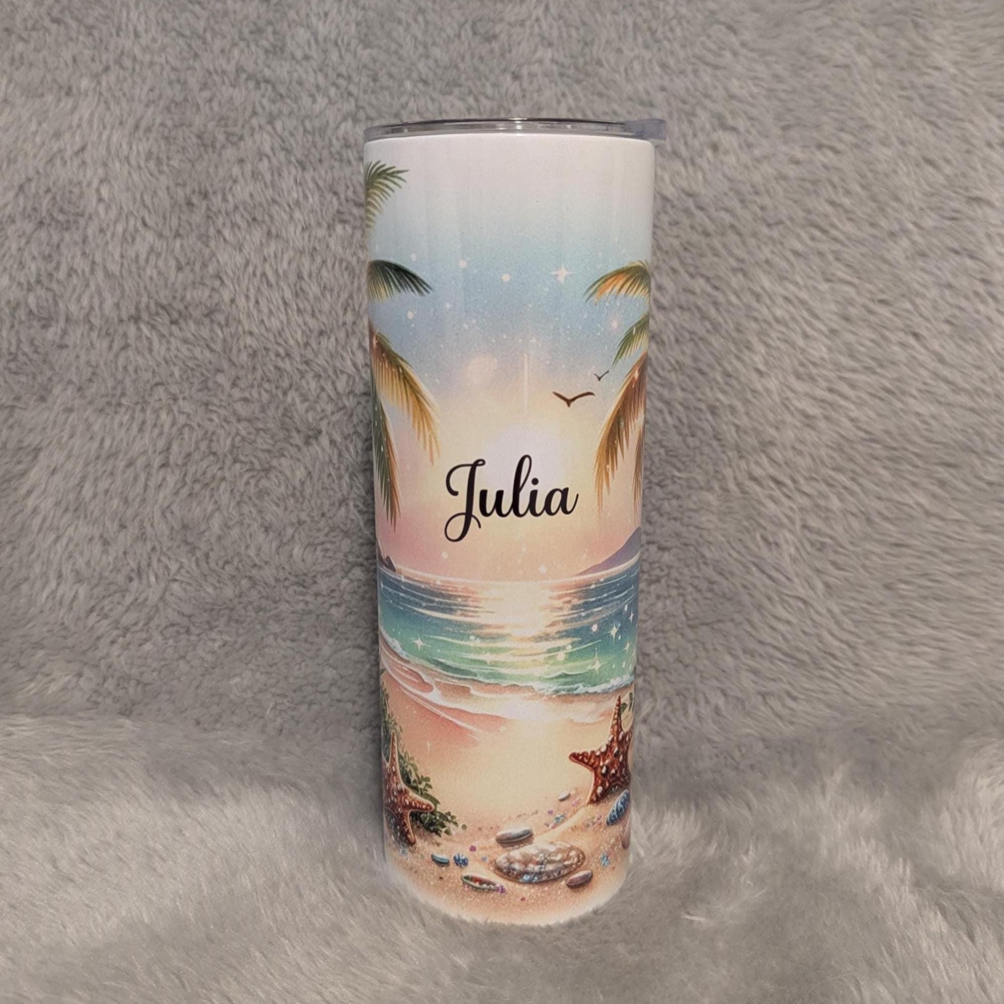 Beach Tumbler with Reusable Straw - Can Be Personalized, Customizable Gift, Vacation Gift, Family Vacation Tumbler, Summer Tumbler