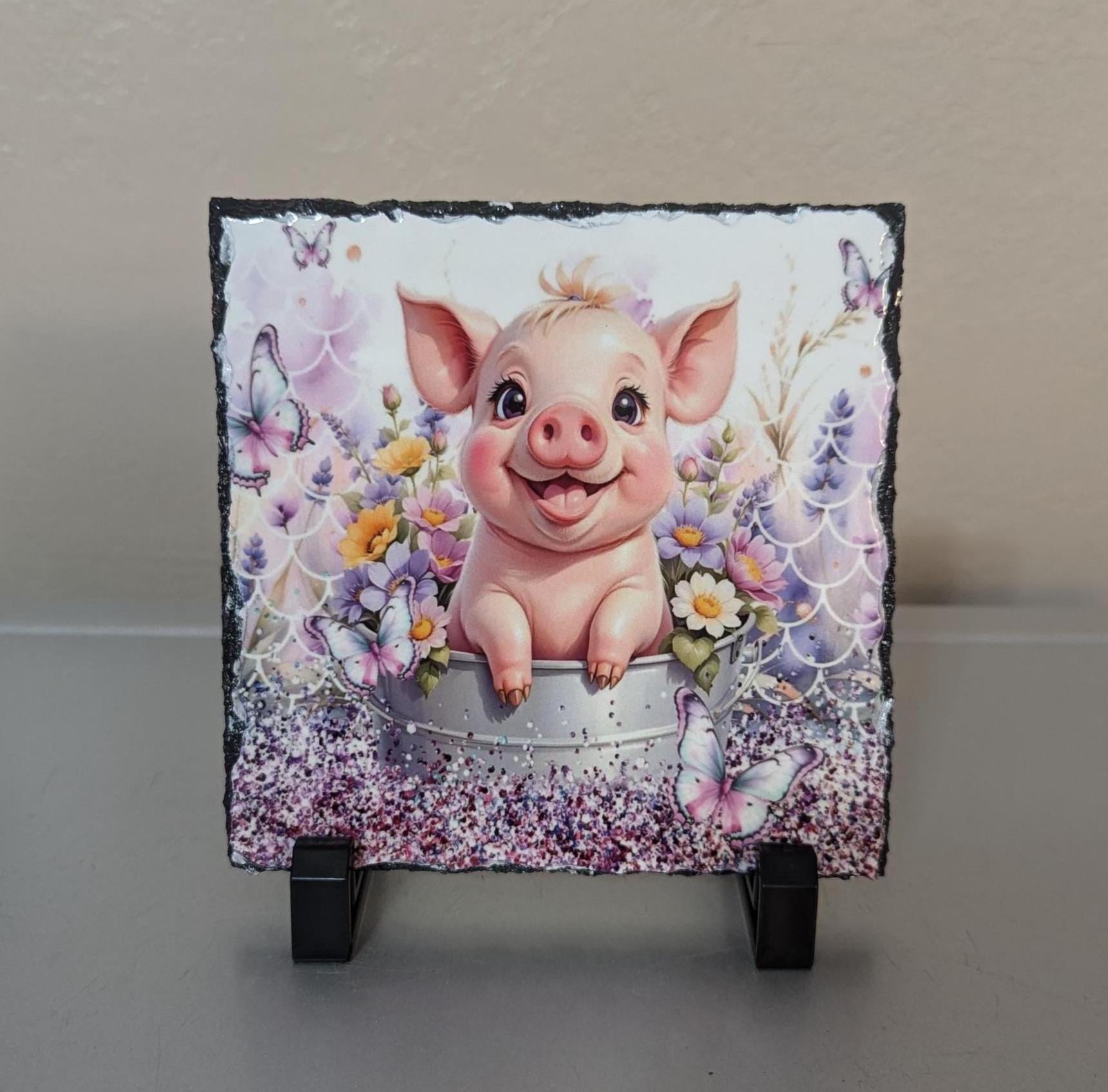Slate Pig Picture With Display Legs
