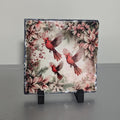 Floral Slate Cardinal Picture With Display Legs
