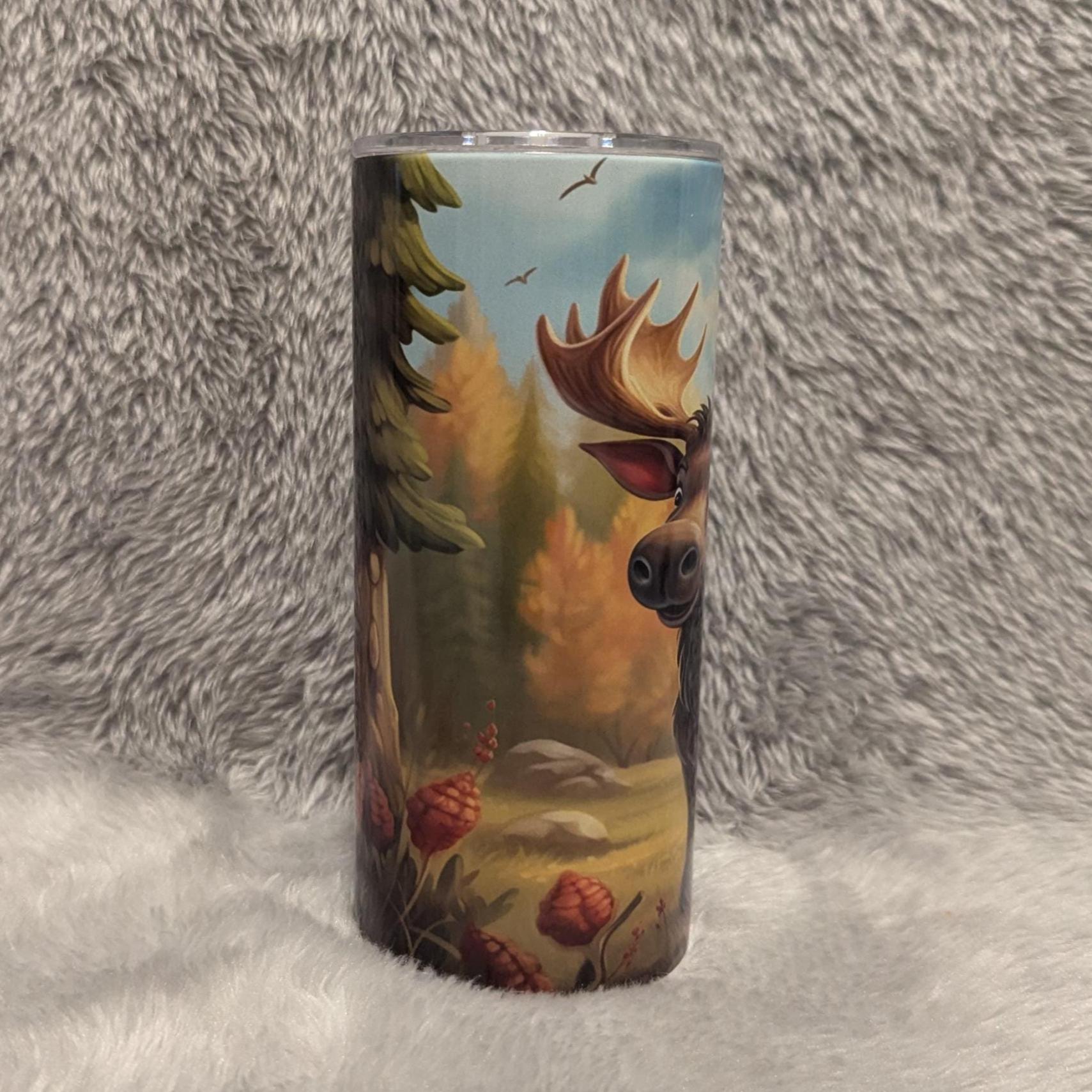 Kids Moose Tumbler, Kids Personalized Drinkware, Moose Cup, Kids Personalized Tumbler With Lid And Straw