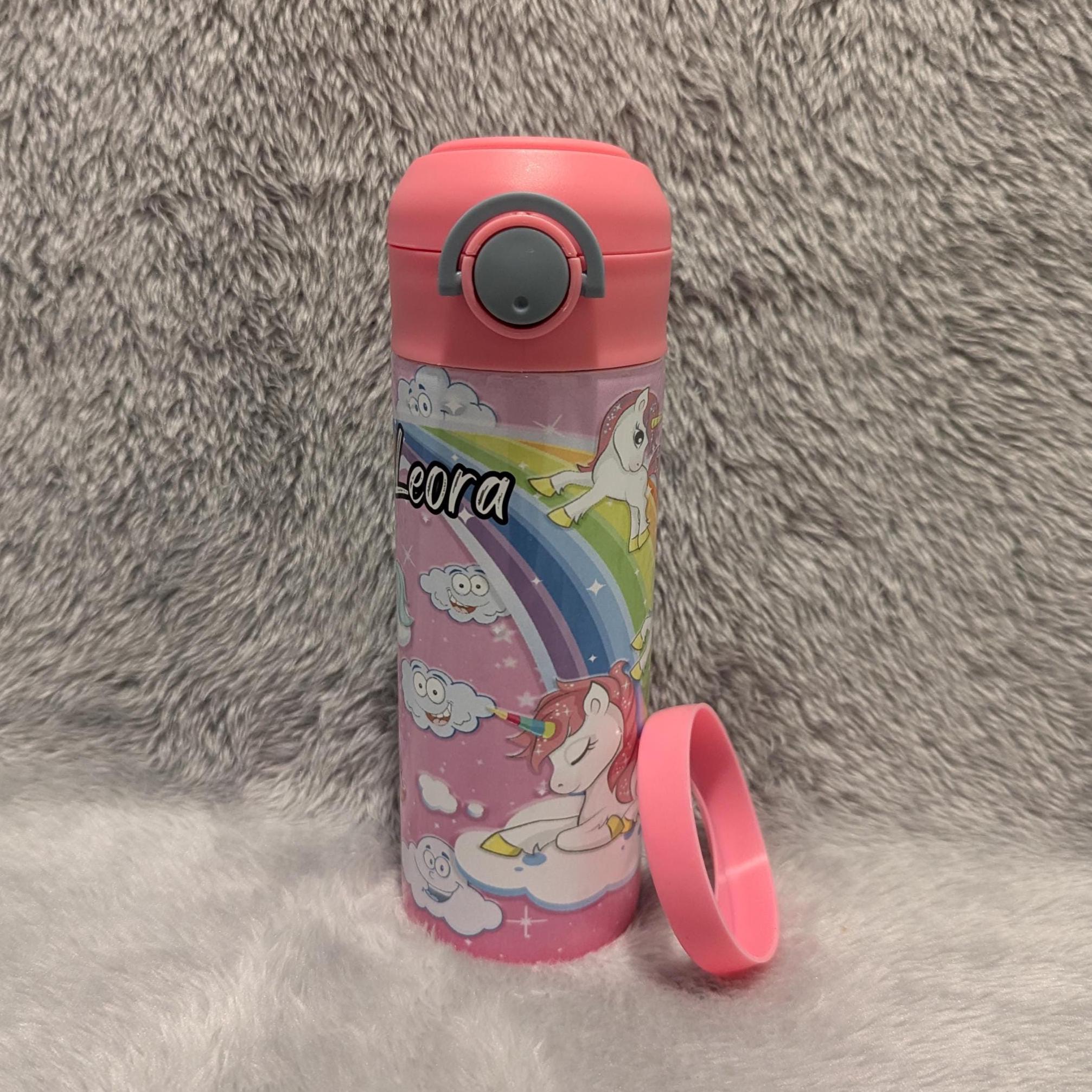Kids Unicorn Water Bottle 12oz With Reusable Straw Can Be Personalized