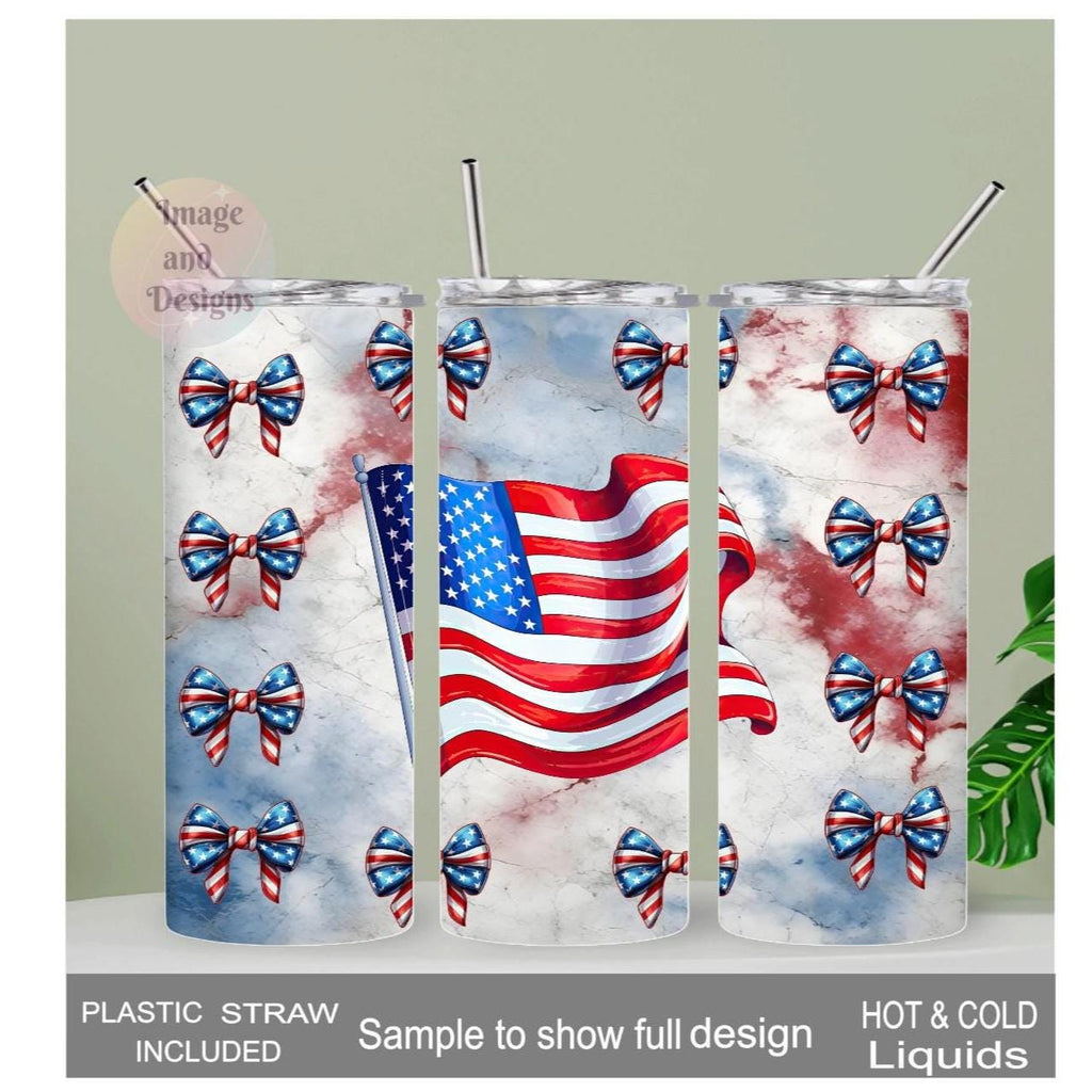 Patriotic Tumbler With Reusable Straw, For Everyday Use - Hot Or Cold Drinks, USA Flag Inspired Tumbler with Eco-Friendly Straw