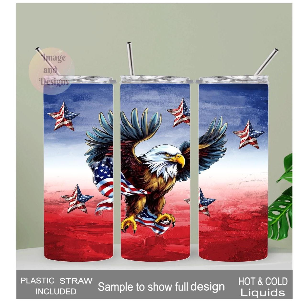 Patriotic Eagle Tumbler With Reusable Straw, Can Be Personalized, Eagle Lover Gift, 20oz Eagle Tumbler For Hot Or Cold Drinks