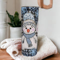 Cute Snowman Tumbler With Three Snowman and Snowflakes, Can Be Personalized, Snowman Cup With Name, Snowman Gift For Hot Or Cold Drinks