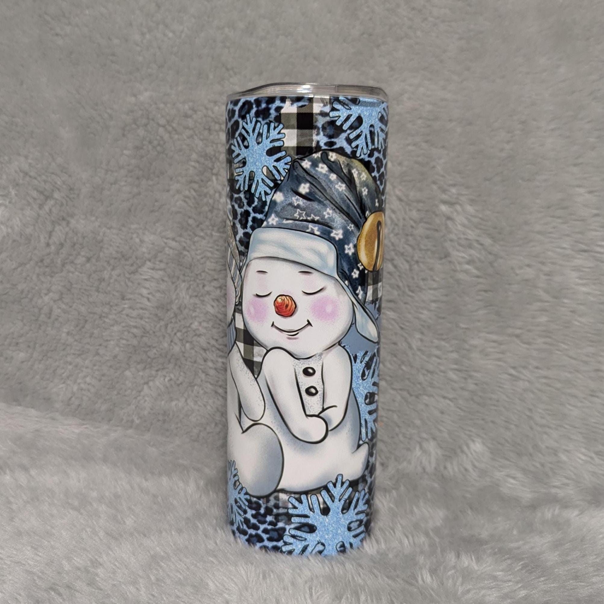 Cute Snowman Tumbler With Three Snowman and Snowflakes, Can Be Personalized, Snowman Cup With Name, Snowman Gift For Hot Or Cold Drinks