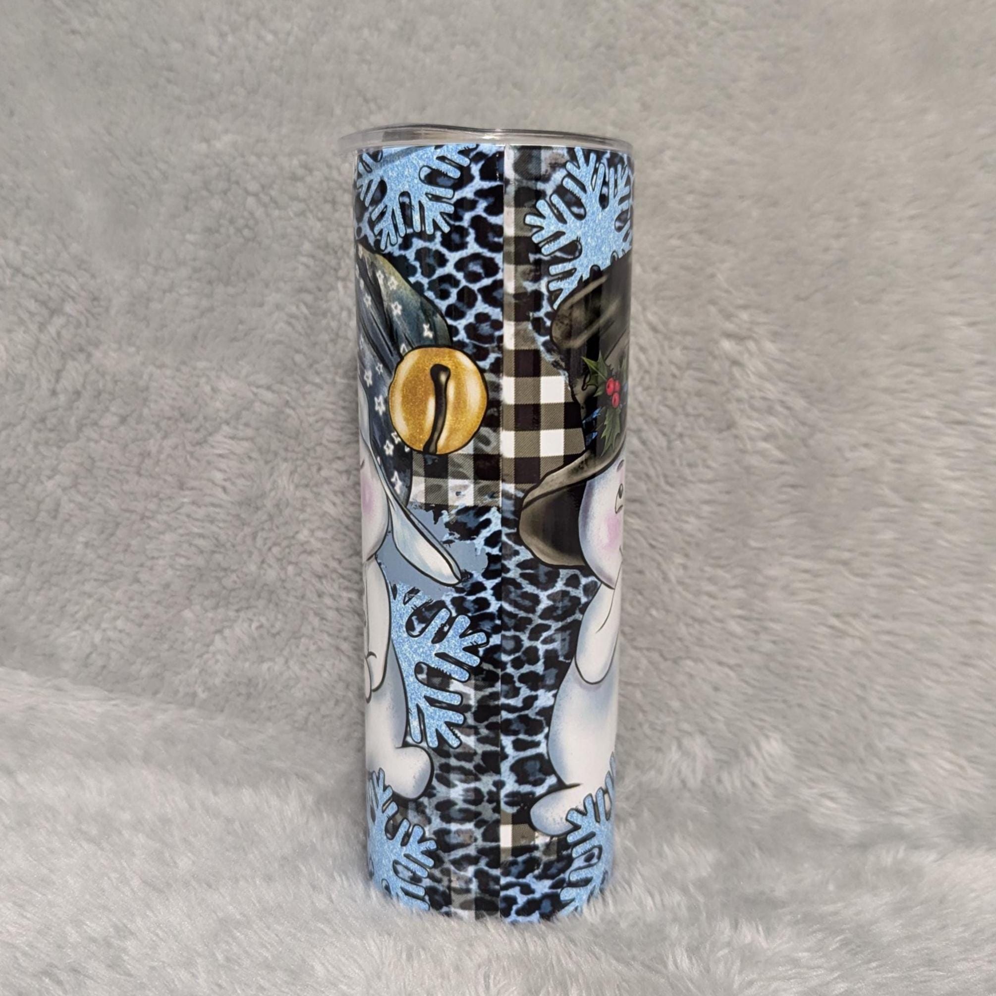 Cute Snowman Tumbler With Three Snowman and Snowflakes, Can Be Personalized, Snowman Cup With Name, Snowman Gift For Hot Or Cold Drinks