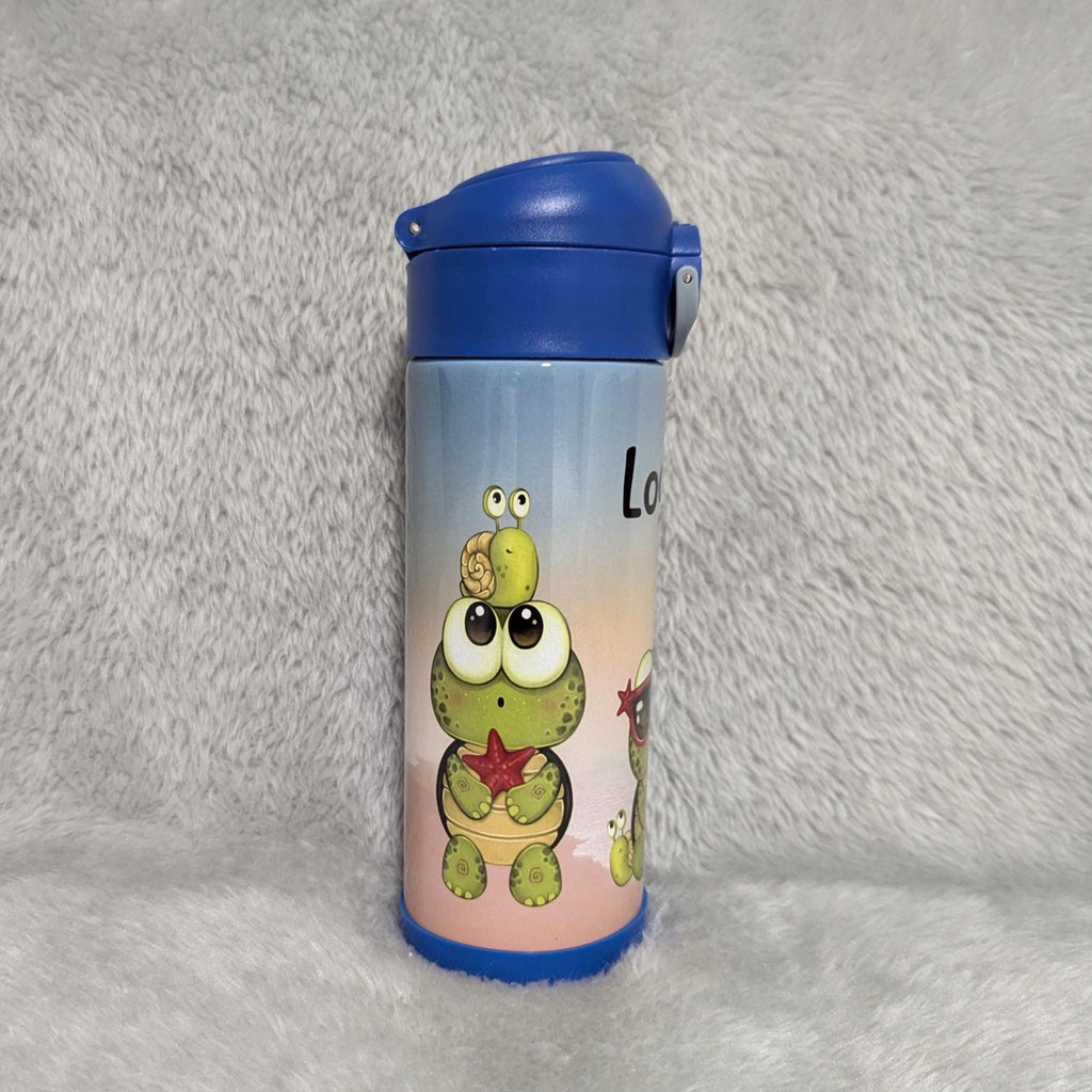 Kids Turtle Water Bottle 12oz With Reusable Straw Can Be Personalized
