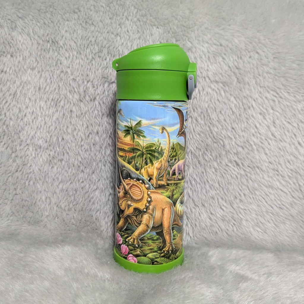 Kids Dinosaur Water Bottle 12oz With Reusable Straw Can Be Personalized