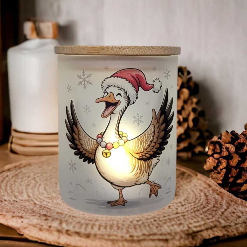 Christmas Goose Candle Holder With A Battery Operated Flickering Tea Light