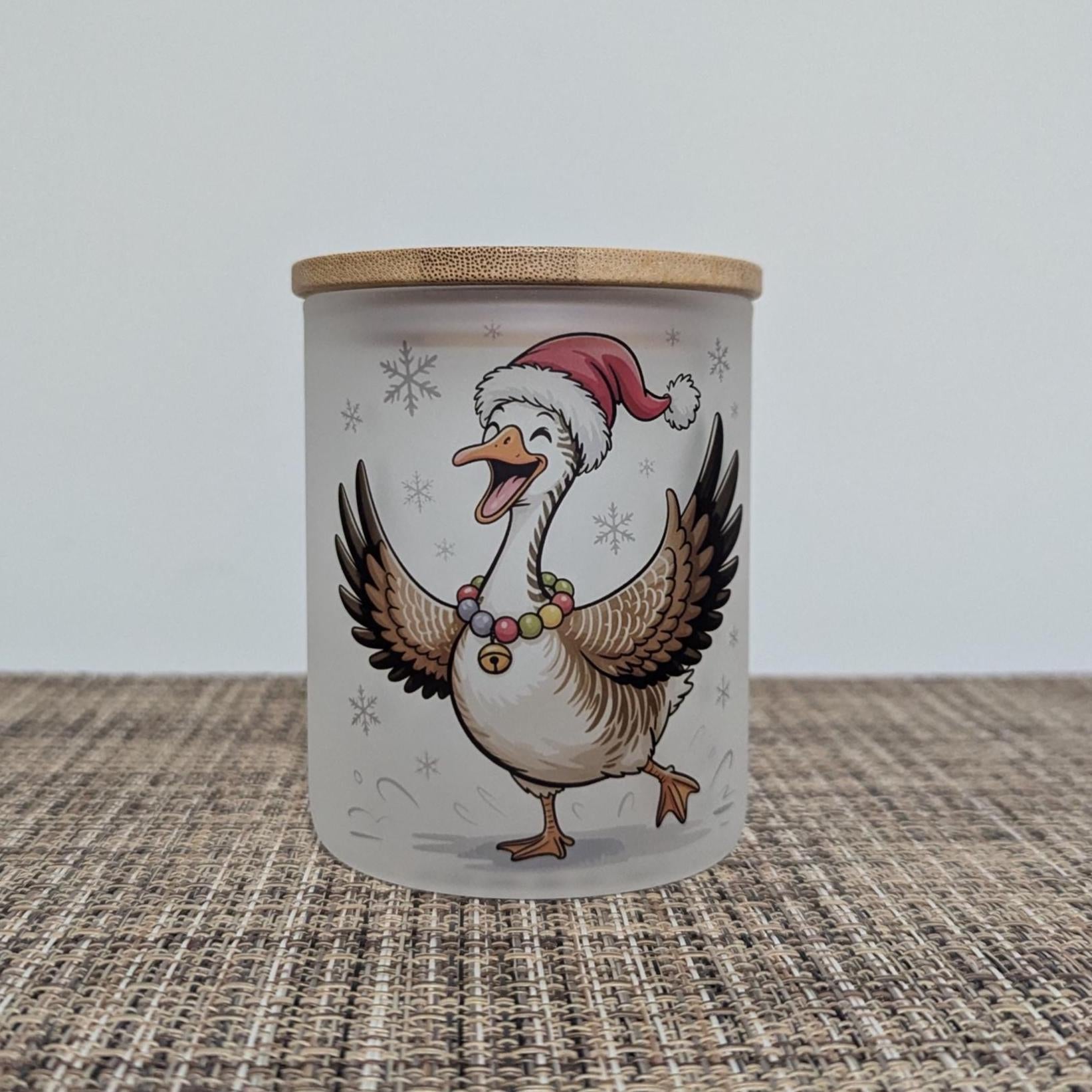 Christmas Goose Candle Holder With A Battery Operated Flickering Tea Light
