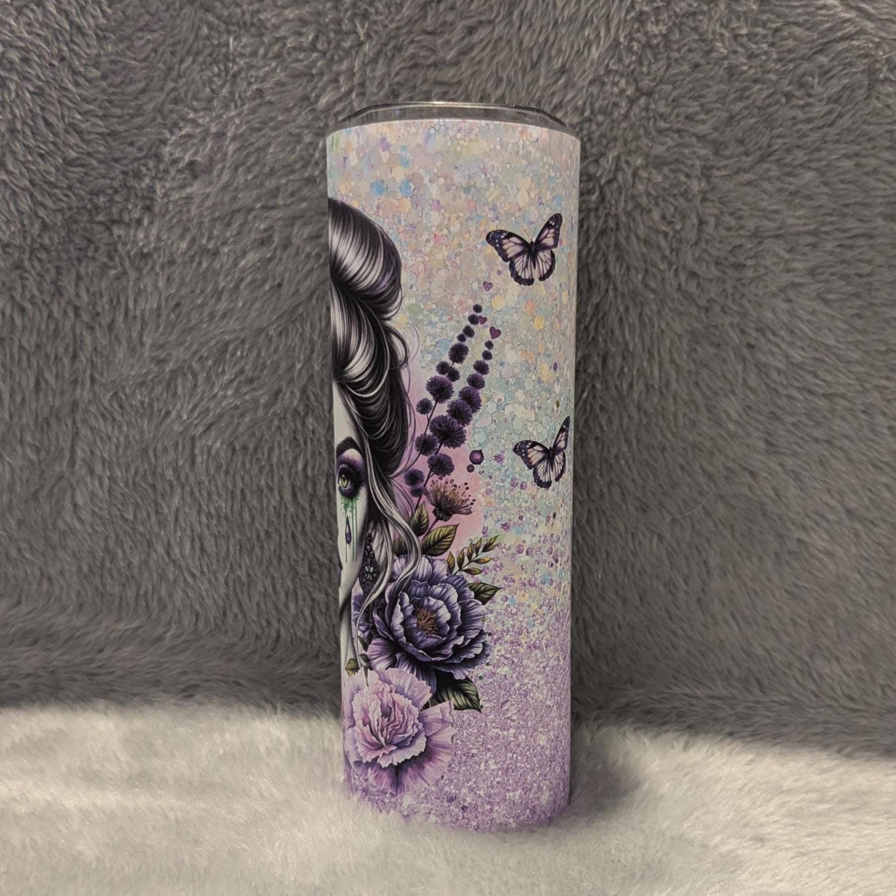 Floral Girl Tumbler 20oz With Reusable Straw, Can Be Personalized