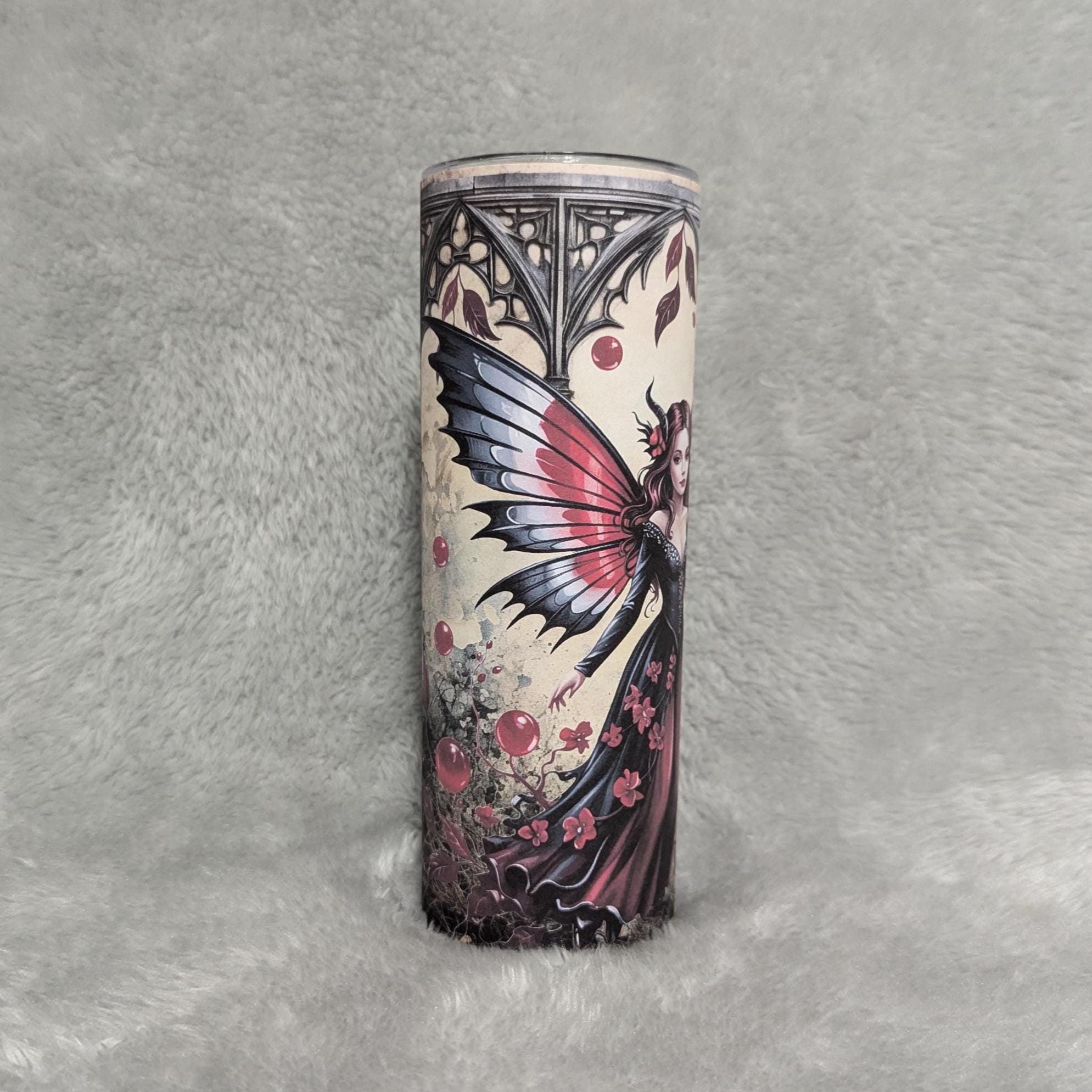 Gothic Halloween Fairy Tumbler 20oz With Reusable Straw, Can Be Personalized