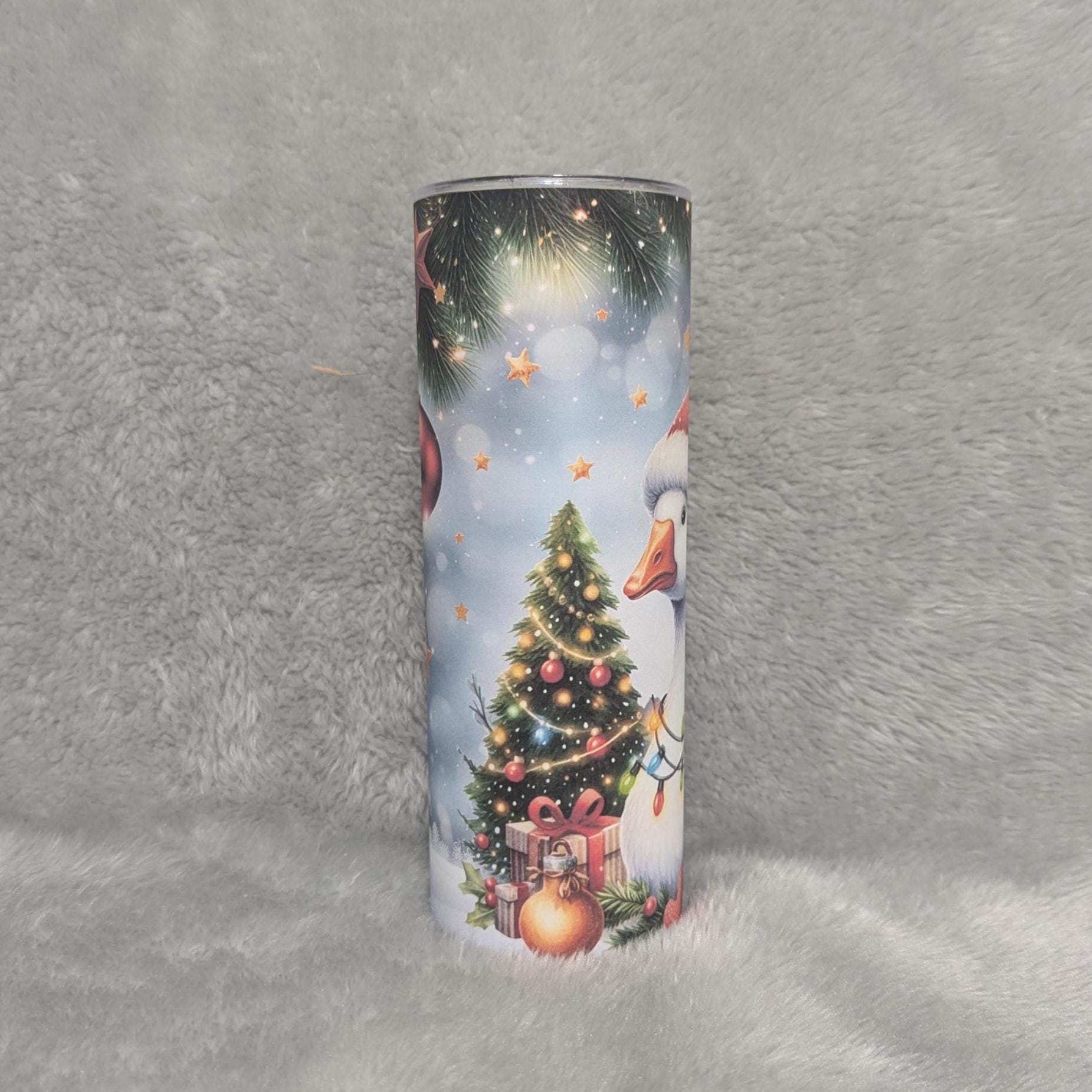 Christmas Goose Tumbler 20oz With Reusable Straw, Can Be Personalized