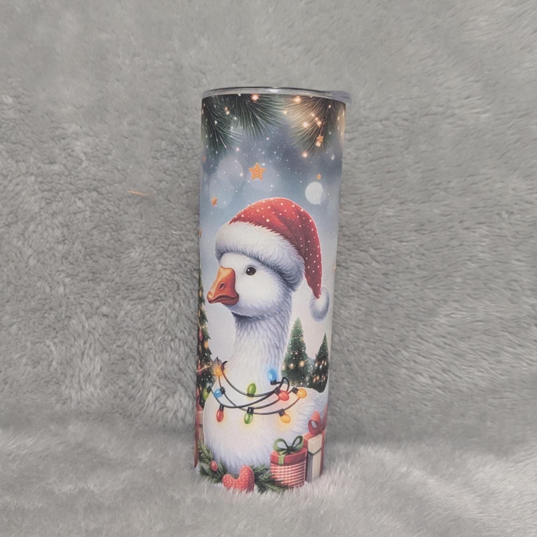 Christmas Goose Tumbler 20oz With Reusable Straw, Can Be Personalized