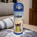 Kids Turtle Water Bottle 12oz With Reusable Straw Can Be Personalized