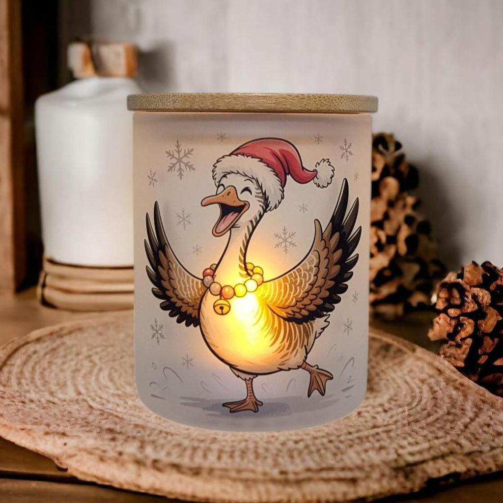 Christmas Goose Candle Holder With A Battery Operated Flickering Tea Light