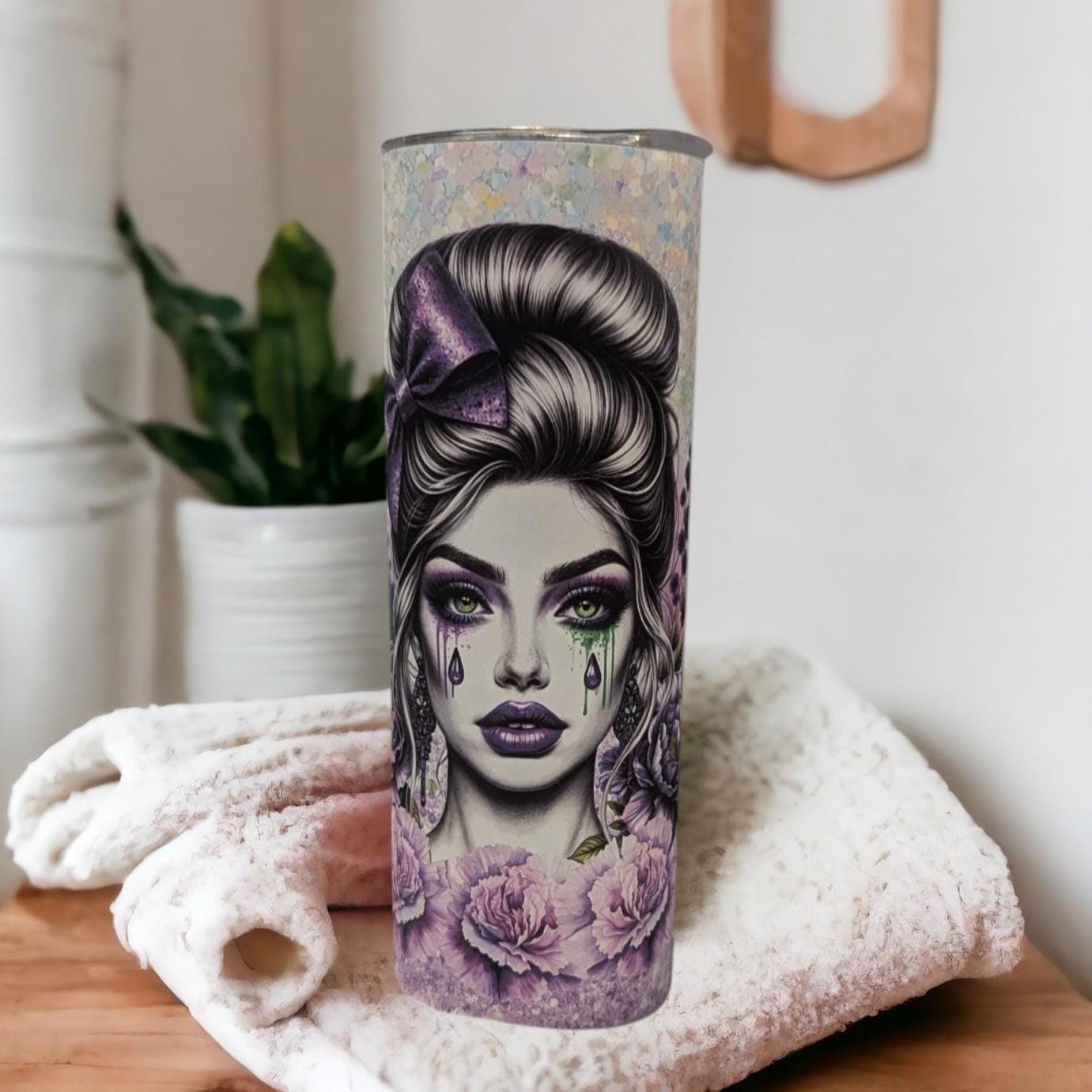 Floral Girl Tumbler 20oz With Reusable Straw, Can Be Personalized