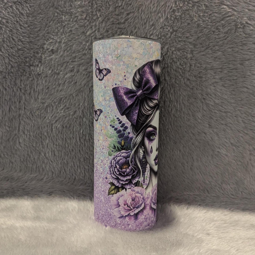 Floral Girl Tumbler 20oz With Reusable Straw, Can Be Personalized