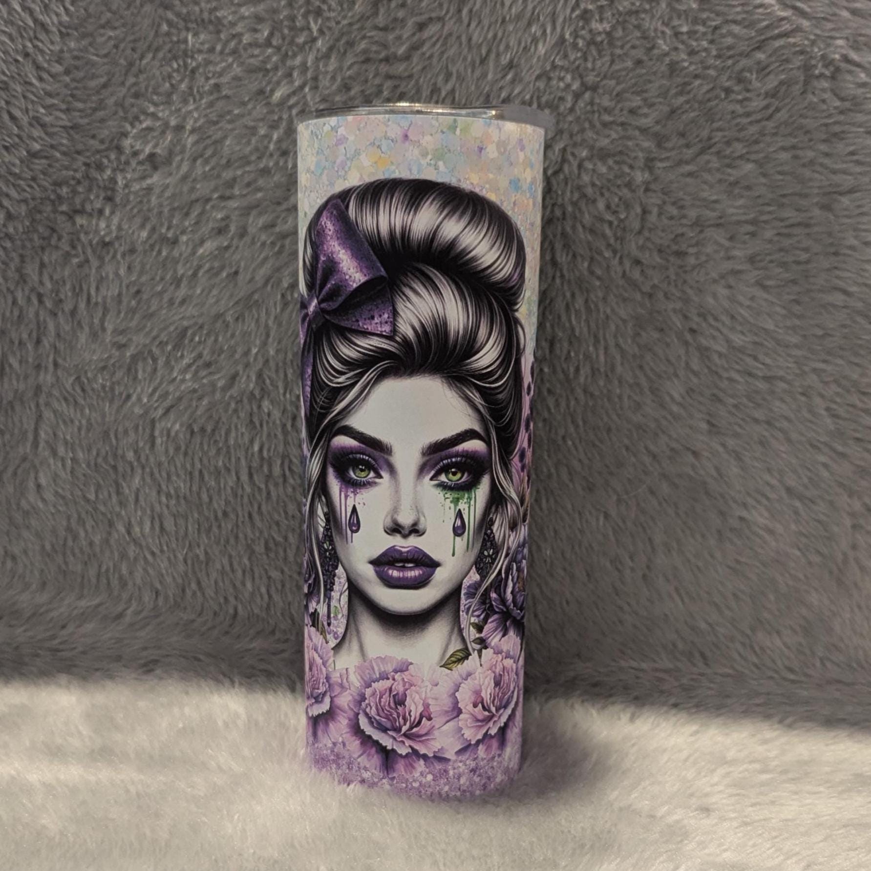 Floral Girl Tumbler 20oz With Reusable Straw, Can Be Personalized