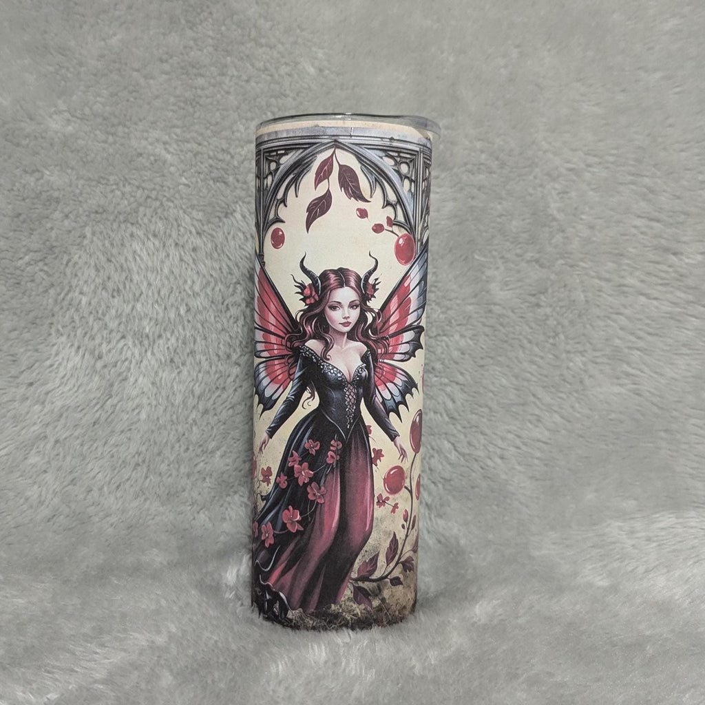Gothic Halloween Fairy Tumbler 20oz With Reusable Straw, Can Be Personalized