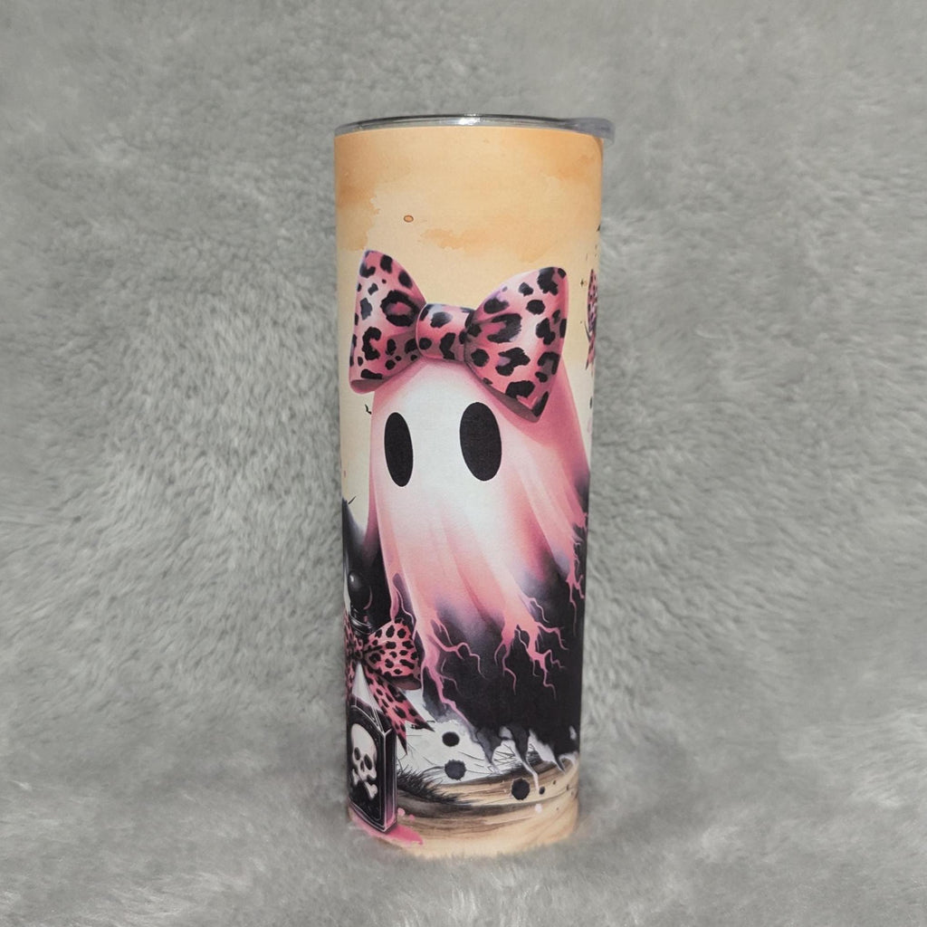 Cute Ghost Tumbler 20oz With Reusable Straw, Can Be Personalized