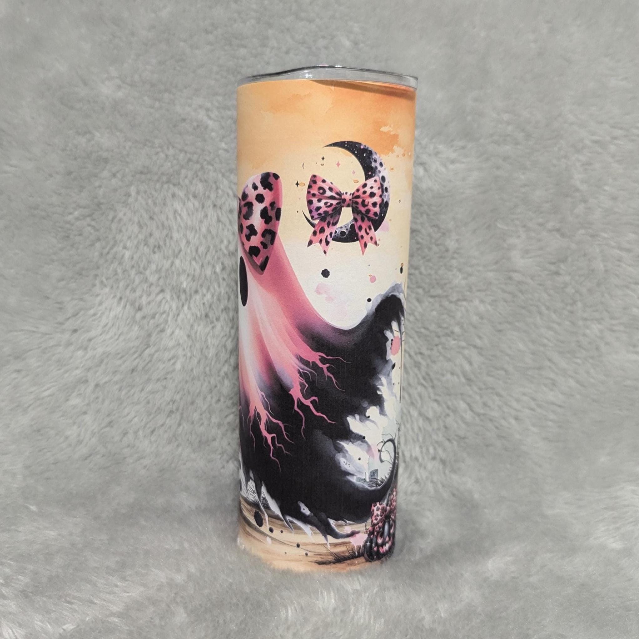 Cute Ghost Tumbler 20oz With Reusable Straw, Can Be Personalized