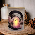 Halloween Ghost Candle Holder With A Battery Operated Flickering Tea Light