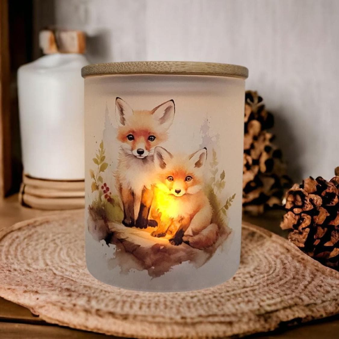 Pretty Fox Candle Holder With A Battery Operated Flickering Tea Light