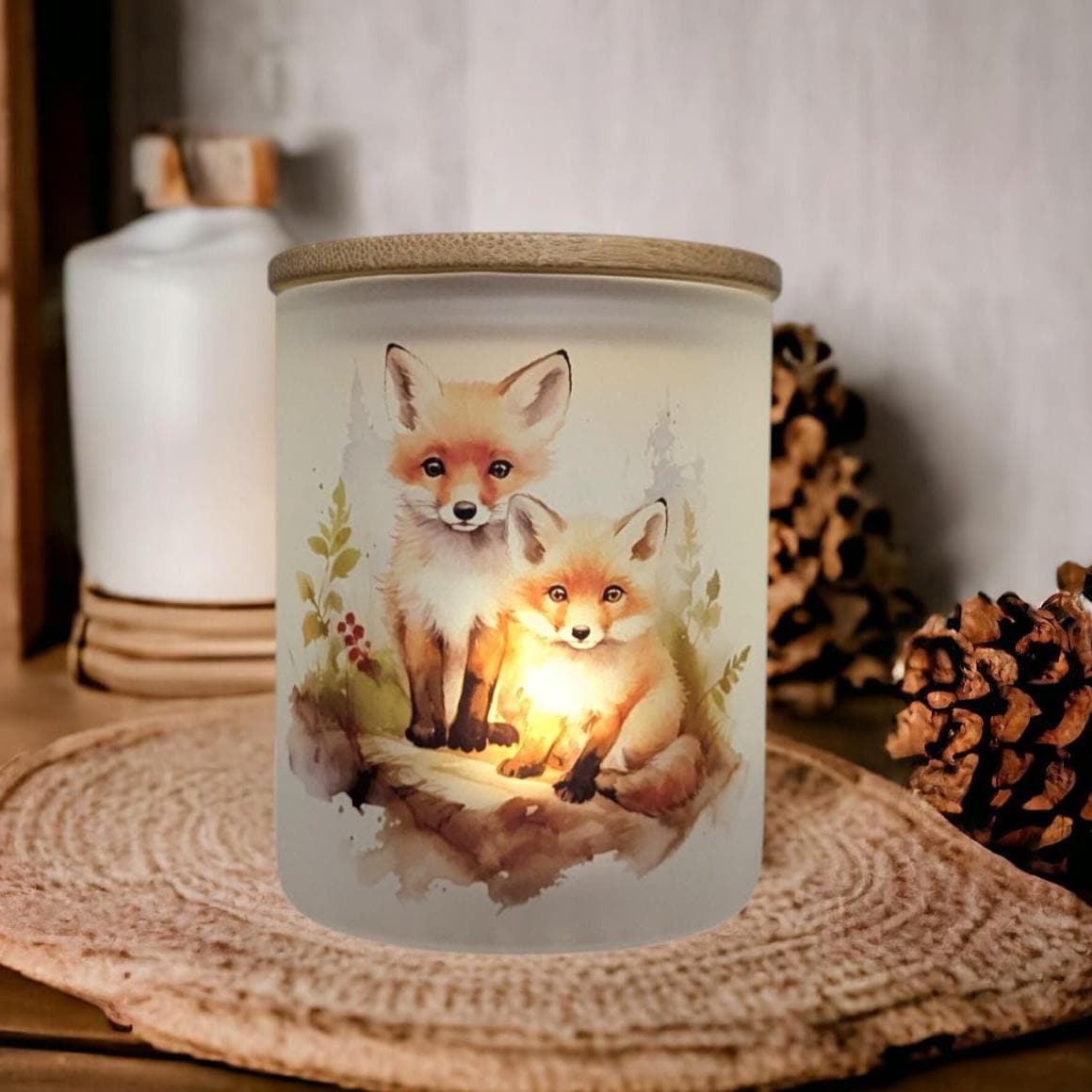Pretty Fox Candle Holder With A Battery Operated Flickering Tea Light