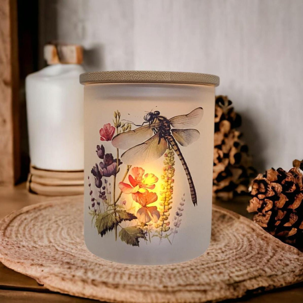 Dragonfly Candle Holder With A Battery Operated Flickering Tea Light