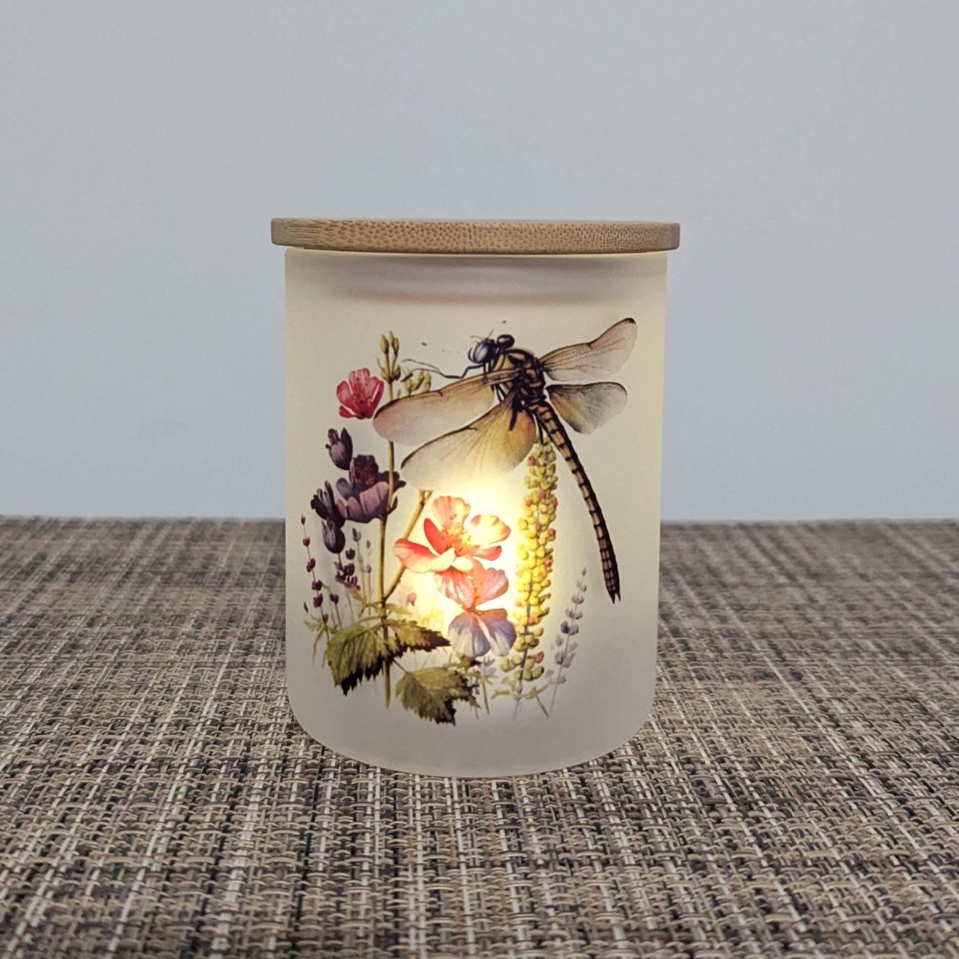 Dragonfly Candle Holder With A Battery Operated Flickering Tea Light