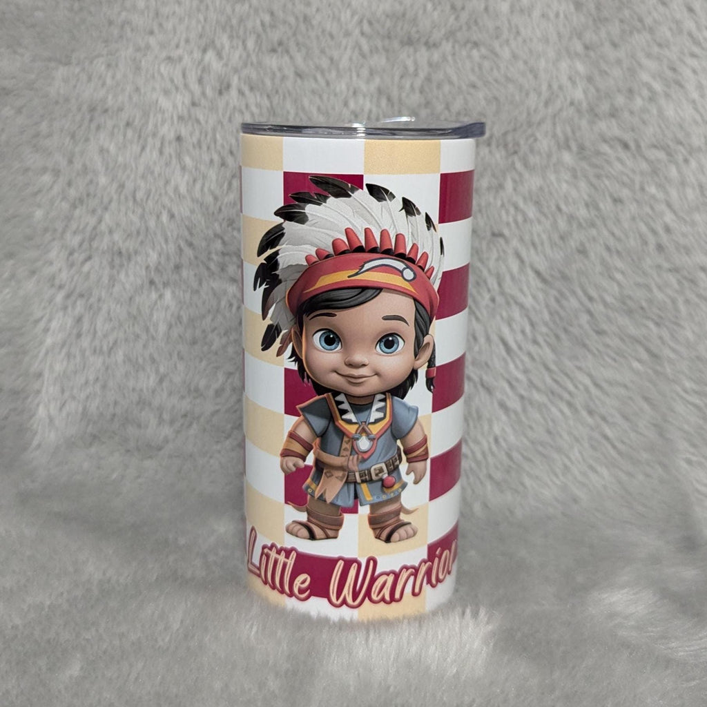 Kids Little Warrior Boy Tumbler 15oz With Reusable Straw, Can Be Personalized