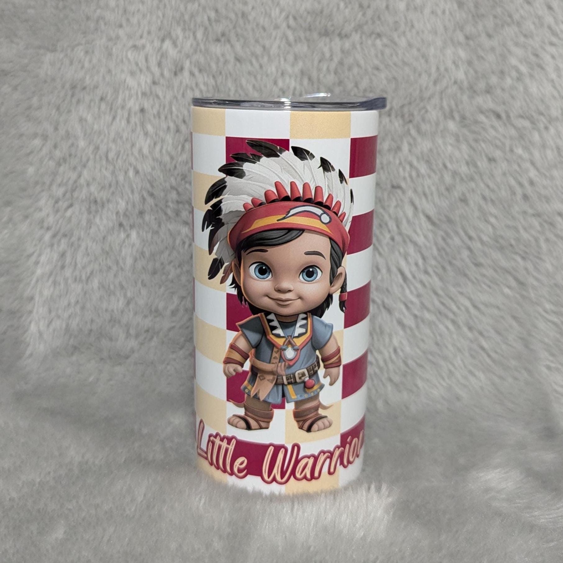 Kids Little Warrior Boy Tumbler 15oz With Reusable Straw, Can Be Personalized