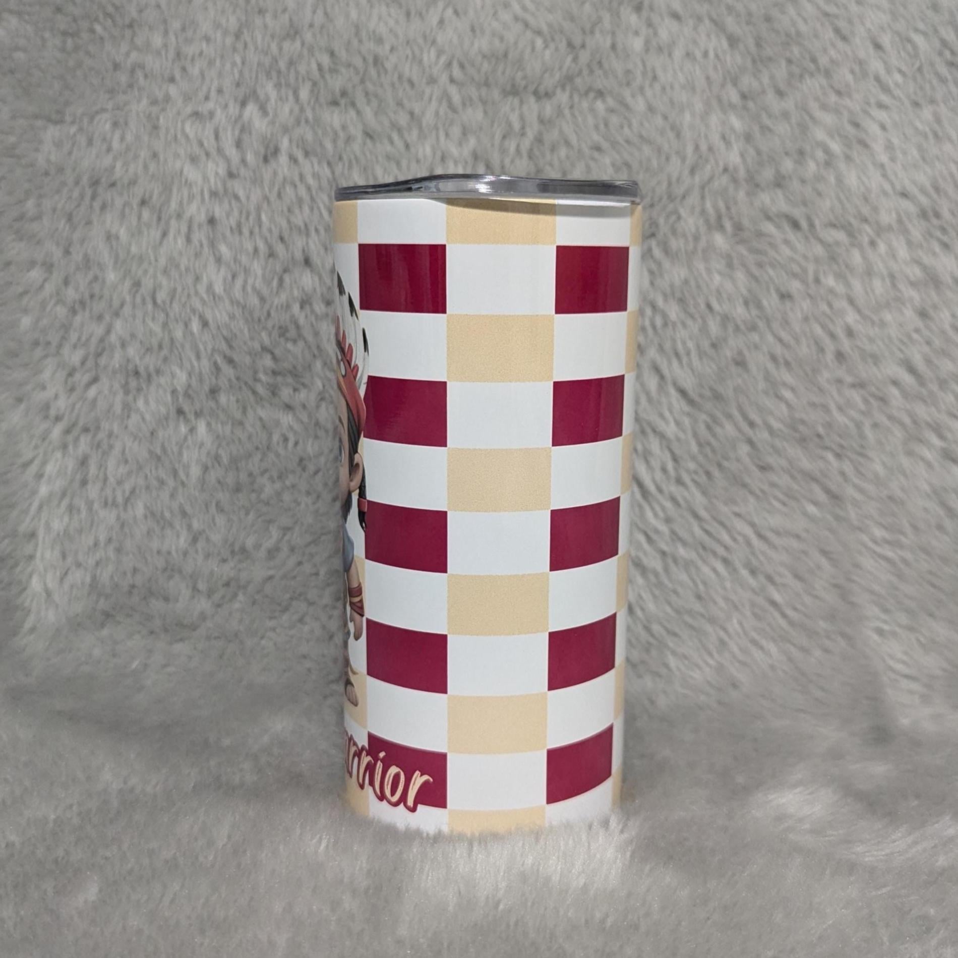 Kids Little Warrior Boy Tumbler 15oz With Reusable Straw, Can Be Personalized