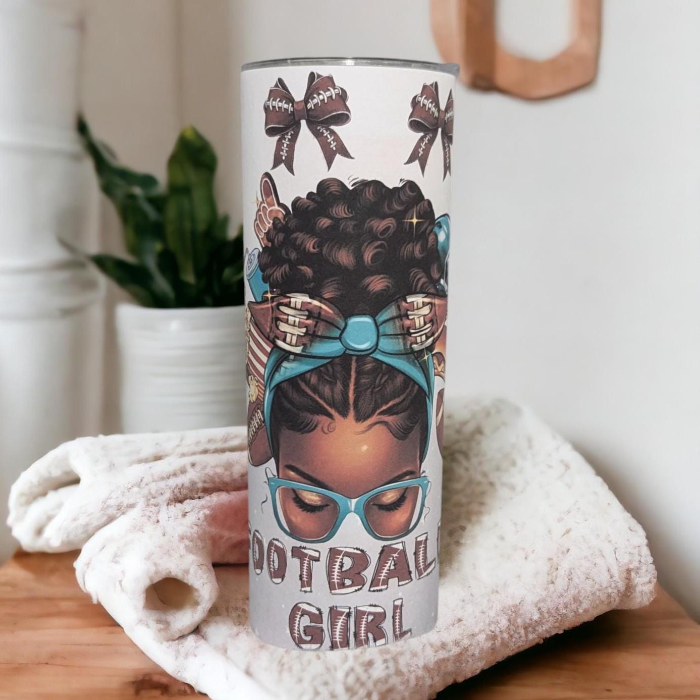 Football Girl Tumbler With A Reusable Straw, For Everyday Use - Hot Or Cold Drinks Home Or On The Go, Football Lover Drinkware