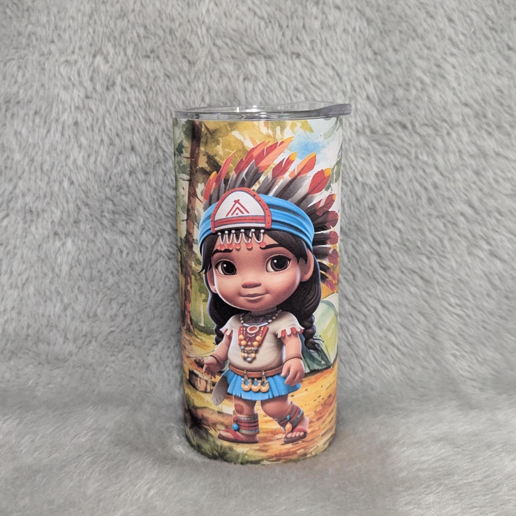 Kids Indian Girl Tumbler Can Be Personalized, Includes A  Reusable Straw, Kids Indian Cup, Toddler Cup Great For Home Or On The Go