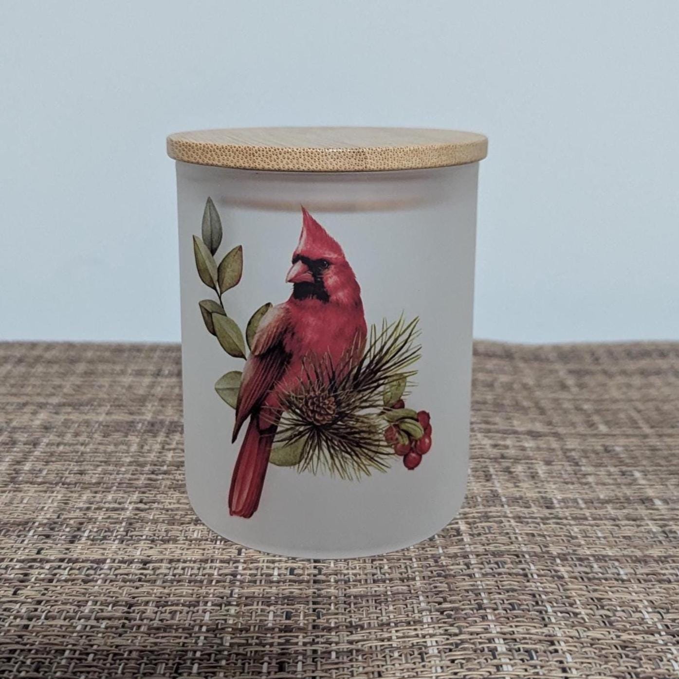 Cardinal Candle Holder With A Battery Operated Flickering Tea Light